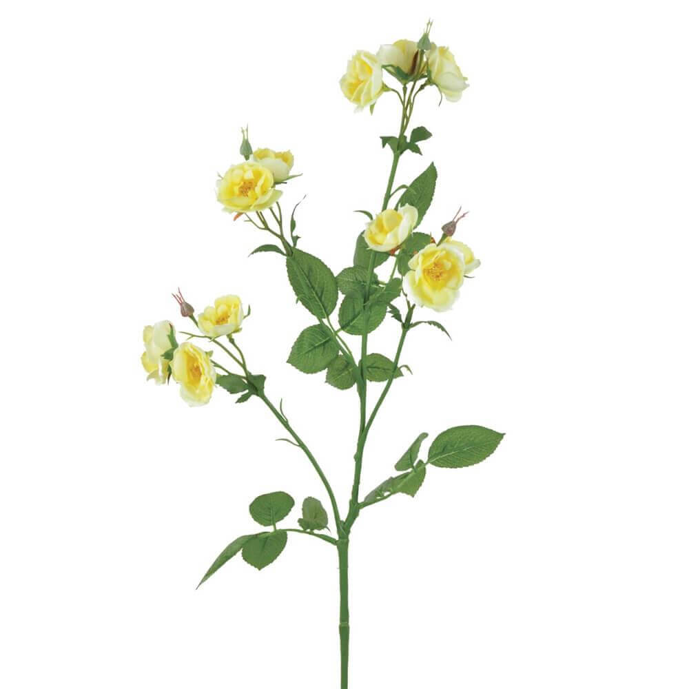 Floralsilk Faux Isabella Wild Rose Spray Lemon 73cm
